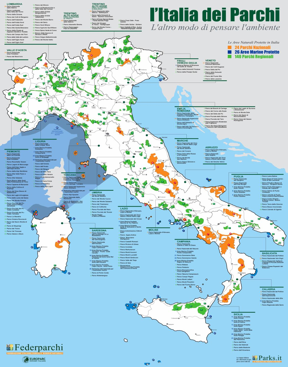 L Italia dei Parchi In Italia ci sono 24 parchi nazionali che si estendono per oltre un