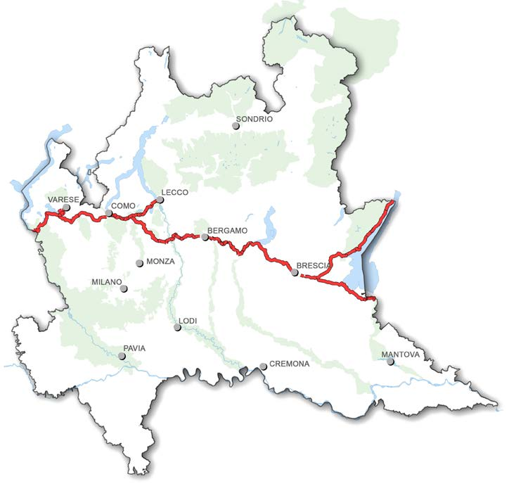 SCHEDA DESCRITTIVA PCIR 02 Pedemontana Alpina Allegato 2 aprile 2014 Percorso Ciclabile di Interesse Regionale 02 Pedemontana Alpina Lunghezza: 292 Km Territori provinciali attraversati: Varese Como