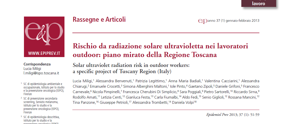 È un esempio di lavoro multidisciplinare a cui hanno contribuito diverse competenze (cliniche, epidemiologiche, di