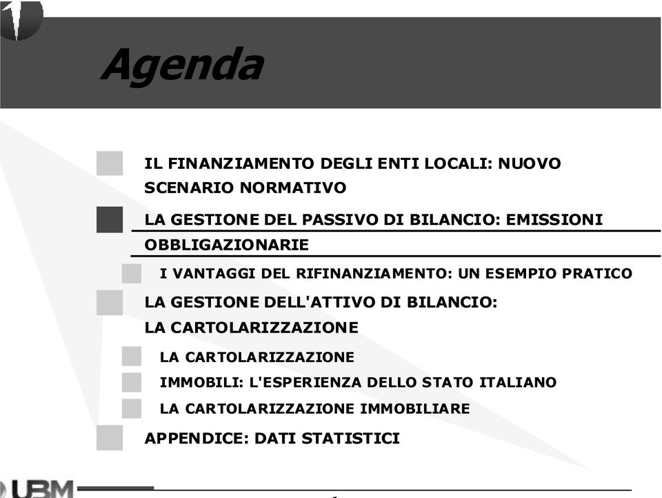 PRATICO LA GESTIONE DELL'ATTIVO DI BILANCIO: LA CARTOLARIZZAZIONE LA CARTOLARIZZAZIONE