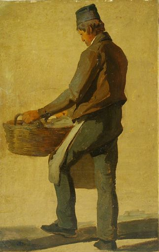Fig. XX: Figura di uomo con bastoni sulla spalla, 1845-46, cm 26x17,2, olio su cartoncino, collezione Salviati,