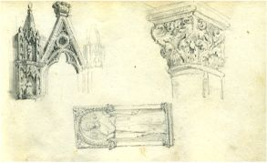 Fig. XLVII: La Sardigna in Firenze, 1850-60, cm 18x24, matita acquerellata su carta, collezione
