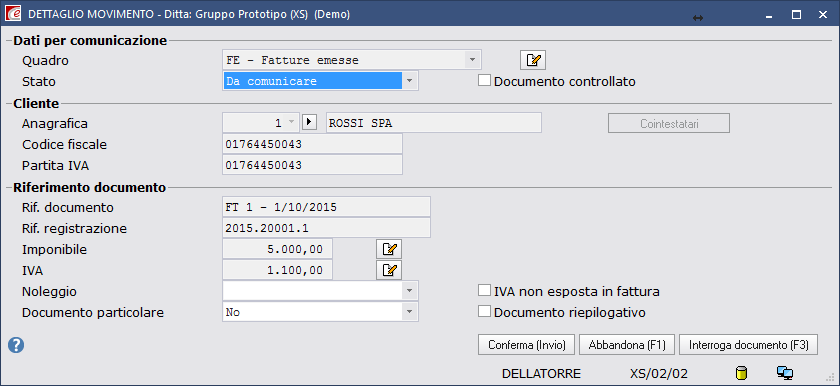 La videata è composta da due TAB: uno per le Cessioni e uno per gli Acquisti Il programma presenta tutti i movimenti IVA che abbiano un codice IVA: imponibile, non imponibile, esente, plafond.