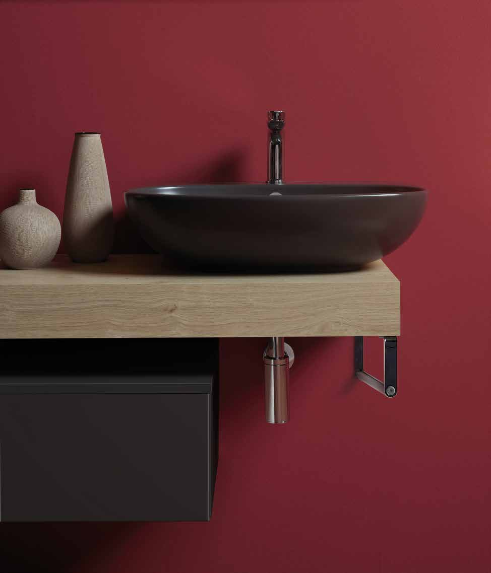 VIM 2 Top d appoggio cm 140x46. Rovere Chiaro. Wash basin top cm 140x46. Light Oak finish. VIM 3 Cassettiera modulare cm 70x46. Antracite Opaco.