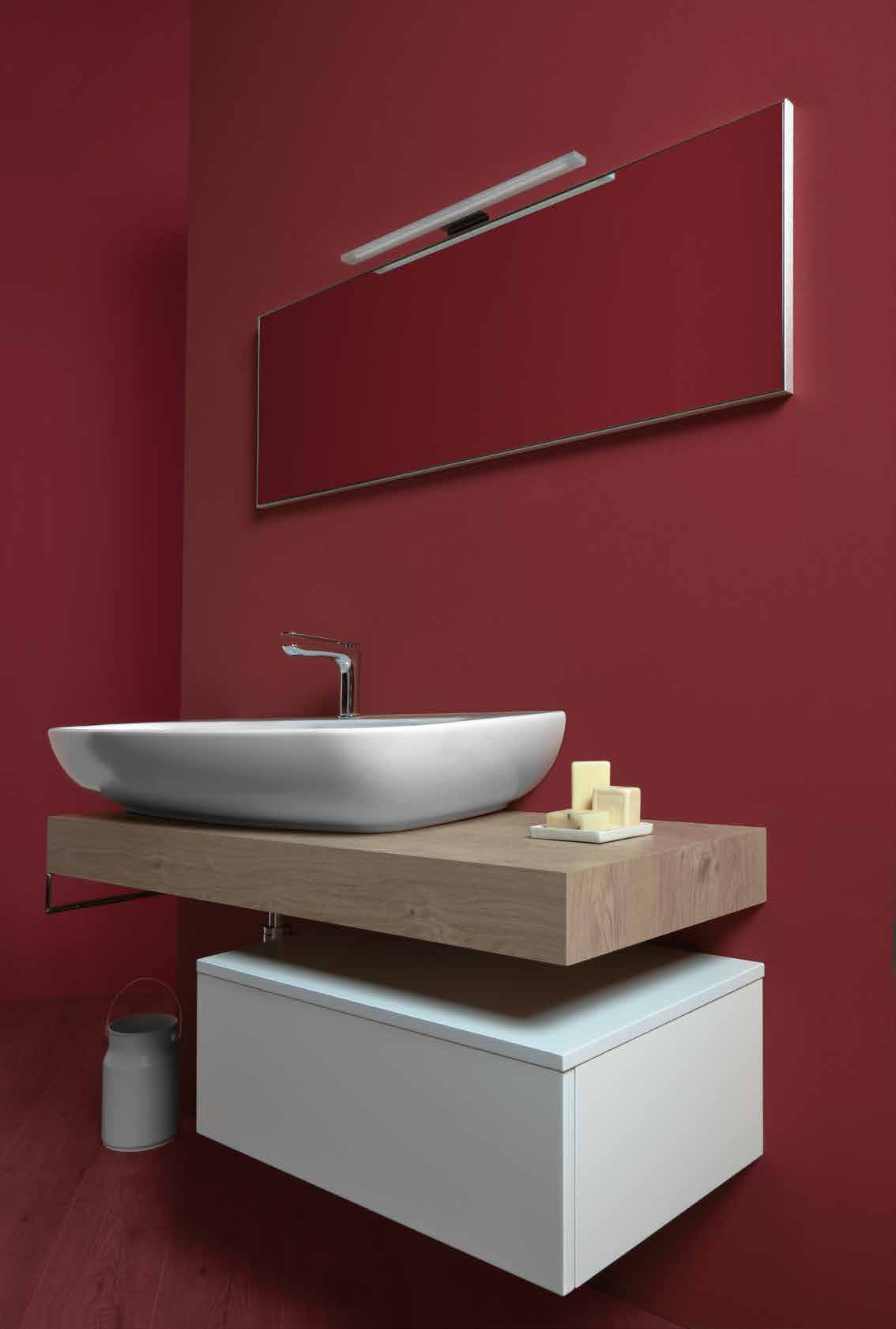 VIM 1 Top d appoggio cm 1x46. Rovere Chiaro. Wash basin top cm 1x46. Light Oak finish.