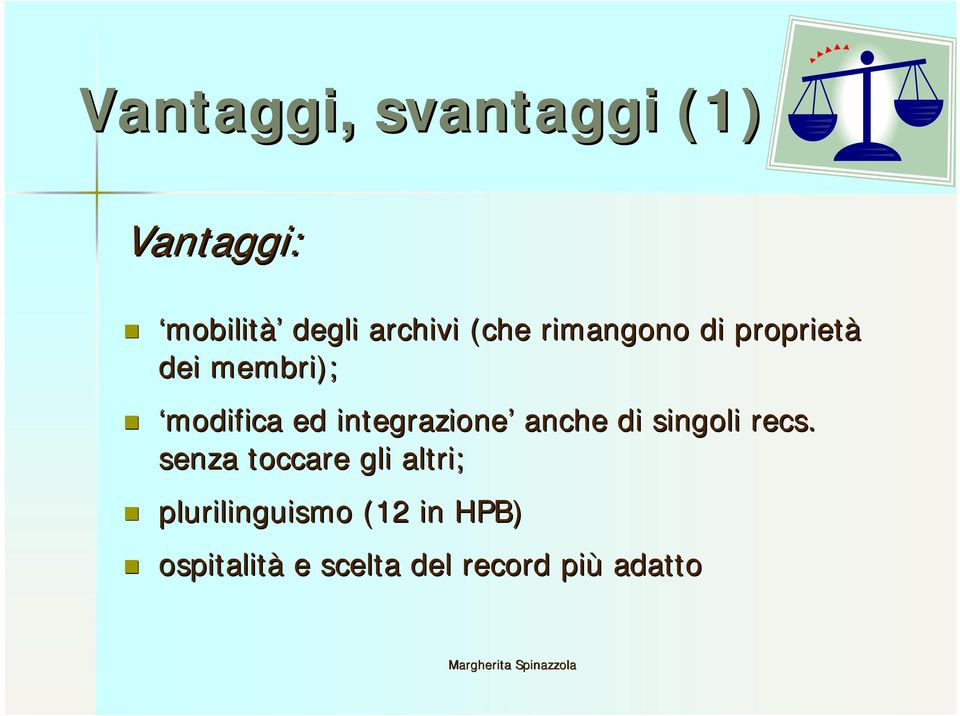 integrazione anche di singoli recs.