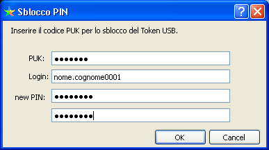 Accesso al sistema (9) Cambio/Sblocco PIN multiutente Impostare nel campo previsto il PUK e quindi inserire i nuovi valori del PIN che si intende utilizzare.