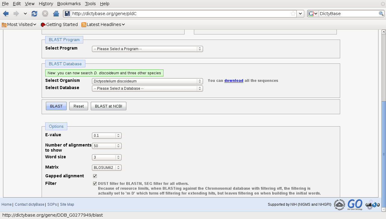 DictyBase contiene inoltre delle risorse esterne, che permettono di ottenere delle informazioni che in altri database non sono disponibili; per esempio tramite DictyCyc è possibile ottenere