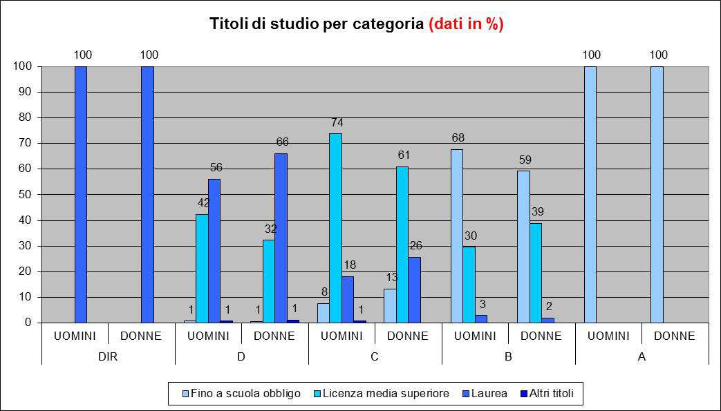 6.2 STATISTICHE PER CATEGORIA In questa elaborazione si sono suddivisi i dipendenti per categoria.