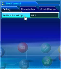 Capitolo 7 Controllo del proiettore Avvio/arresto della funzione Multi control Per avviare o terminare il controllo di più proiettori, fare clic sul menu di impostazione Multi control e selezionare