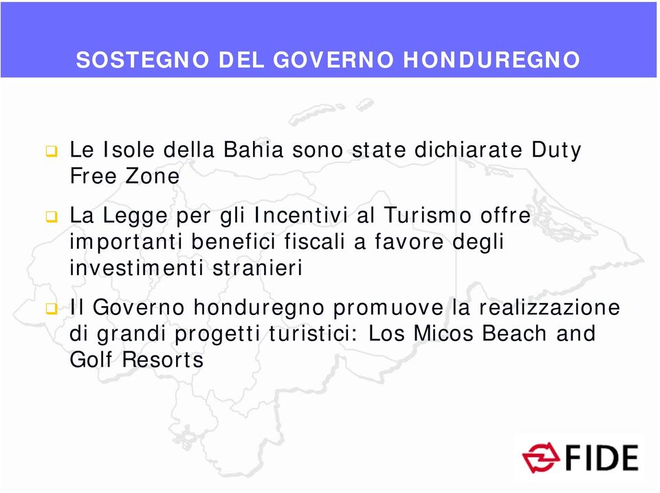 benefici fiscali a favore degli investimenti stranieri Il Governo honduregno