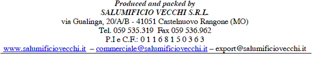 Scatola Cotechino Cotto al vapore - Salumificio Vecchi, g 450 DENOMINAZIONE PRODOTTO:COTECHINO PRECOTTO