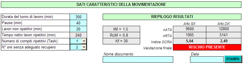 Dopo avere inserito tutti i dati necessari per lo Step 2, nella sezione riepilogativa (posta all inizio della cartella di lavoro), vengono riepilogati in modo sintetico tutti i dati principali