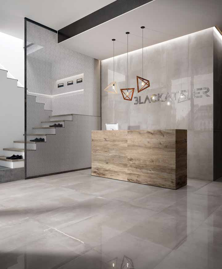 26 27 Floor: Concrea Silver Lux + 60x120 - gradone + angolare Top Silver