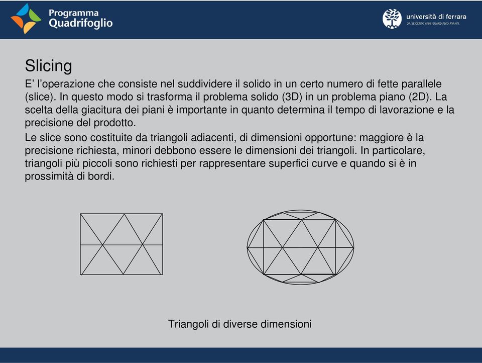 La scelta della giacitura dei piani è importante in quanto determina il tempo di lavorazione e la precisione del prodotto.