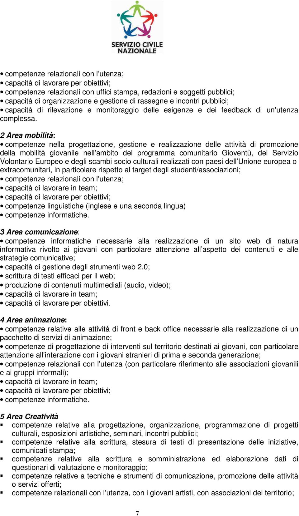 2 Area mobilità: competenze nella progettazione, gestione e realizzazione delle attività di promozione della mobilità giovanile nell ambito del programma comunitario Gioventù, del Servizio Volontario