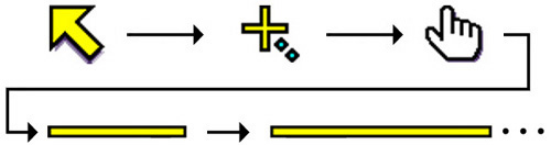 Operazioni di proiezione Selezione della forma del puntatore Ogni pressione del tasto [POINTER/SELECT] mentre il puntatore è visualizzato scorre ciclicamente le forme del puntatore nell ordine