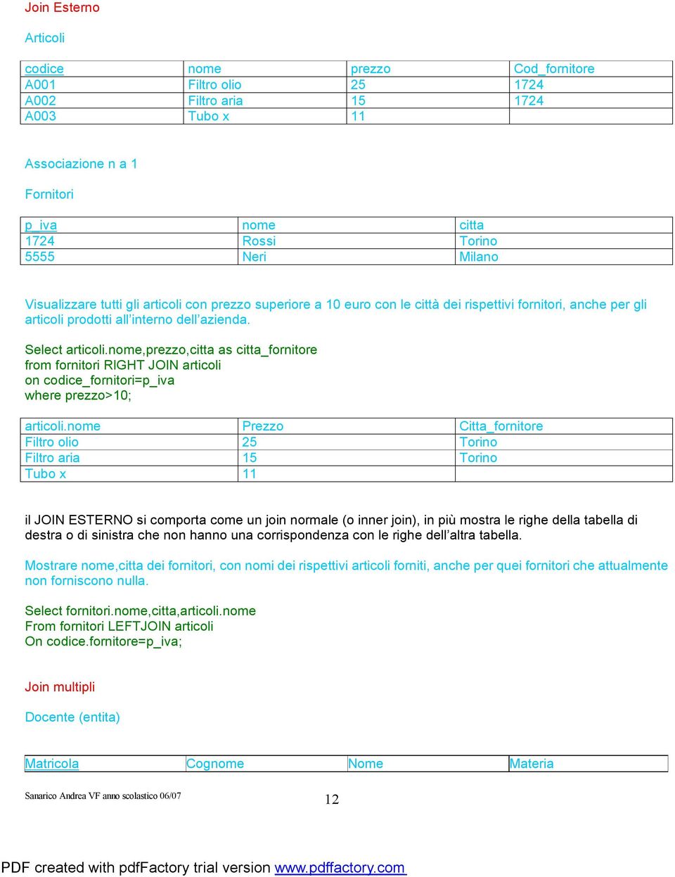 nome,prezzo,citta as citta_fornitore from fornitori RIGHT JOIN articoli on codice_fornitori=p_iva where prezzo>10; articoli.