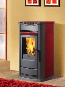 TERMOSTUFE A PELLET Fianchi in ceramica bordeaux IDROFAST : ghisa : 26 kg :14 : 12 acqua : 1-3,2