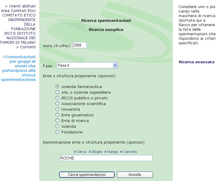 Comunicazioni tra utenti (3) Area CONTATTI E possibile affinare la