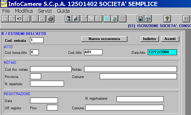 C) Nel caso d iscrizione con contratto verbale si compila solo il riq Atto scrivendo X (altra forma) in cod.