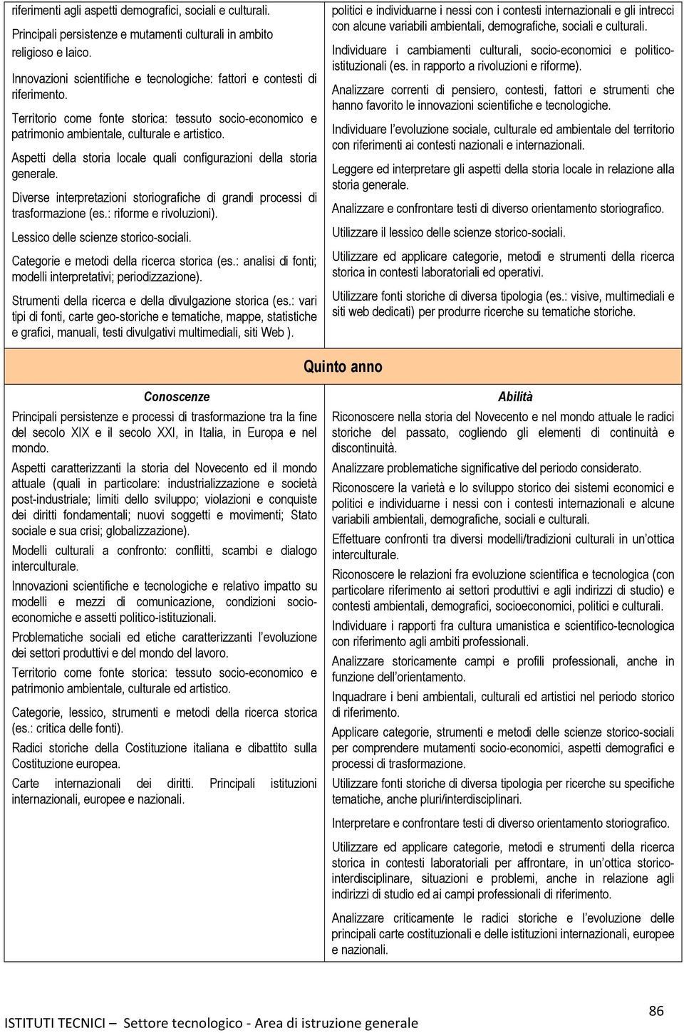 Aspetti della storia locale quali configurazioni della storia generale. Diverse interpretazioni storiografiche di grandi processi di trasformazione (es.: riforme e rivoluzioni).