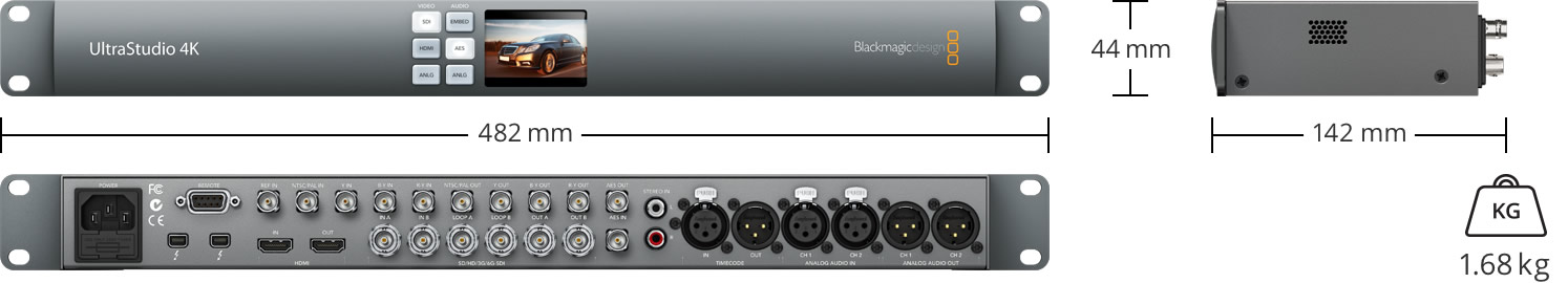 Conversione in risoluzione minore (HD in SD) Hardware di conversione in HD-SDI tramite l'uscita SDI A, in SD-SDI tramite l'uscita SDI B, e in video composito e s- video in fase di riproduzione nei