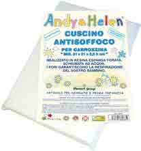 CUSCINO ANTISOFFOCO ANDY & HELEN interno in morbida ovatta e federa in puro cotone, colore bianco, da culla o da lettino.