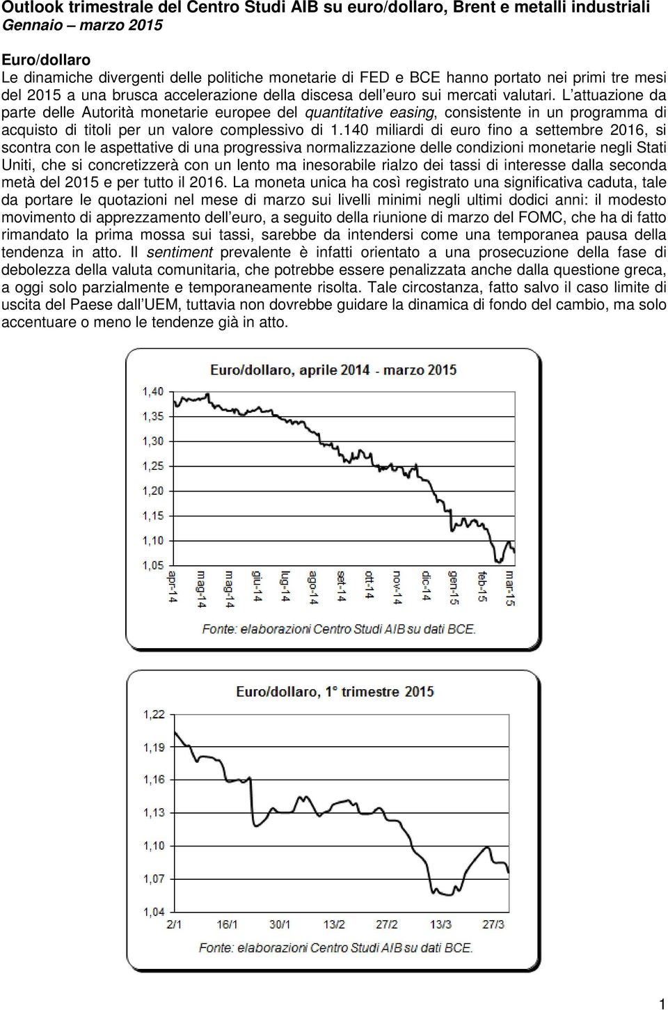 L attuazione da parte delle Autorità monetarie europee del quantitative easing, consistente in un programma di acquisto di titoli per un valore complessivo di 1.