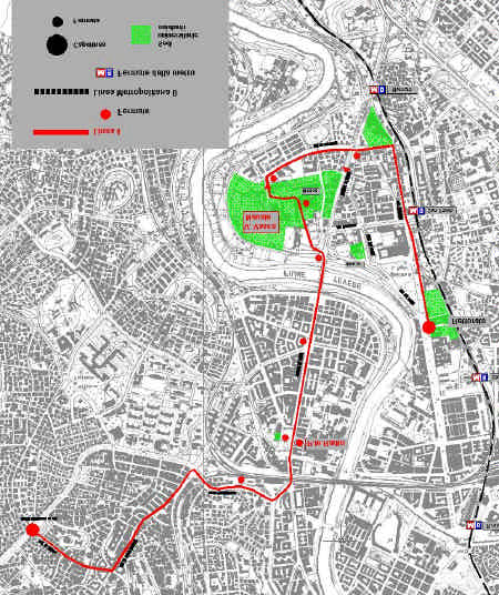 Percorso della Linea 4 Via Ozanam - Circonvallazione Gianicolense - Via Vasca