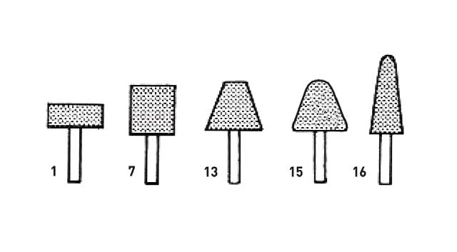 mole su perno normalizzante fepa mounted points according to fepa mole per affettasalumi abrasive stones for food slicing-machines Gruppo W cilindriche con perno mm 6X40 Shape W, cylindrical, with