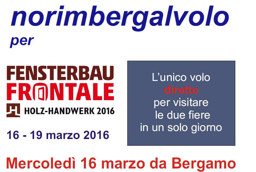 Fiere Germania: opportunità per partecipare È previsto un nuovo ed esclusivo servizio che NürnbergMesse Italia organizzerà per tutti quegli operatori che intendono visitare in giornata le due