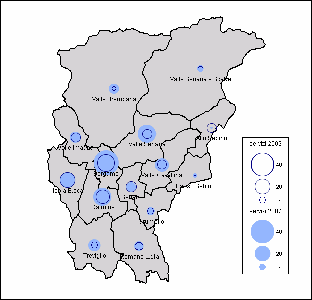 Il maggior incremento a livello assoluto si registra nell Ambito di Bergamo (+ 19 progetti), ma a livello relativo sono gli Ambiti della Val Brembana, di Treviglio, della Valle Seriana a presentare i