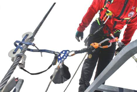 SCHEDA 4 PROCEDURE PER IL SOCCORSO (MANOVRA TIPO A B ) MONTAGGIO CARRELLO DI SCORRIMENTO E TRASFERIMENTO SULLO STESSO Obiettivo: fare passare il soccorritore in linea dalla corda di posizionamento al