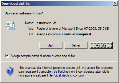 RICERCA AVANZATA SCHEDE ESTRAZIONE RISULTATI SCHERMATA DI DOWNLOAD (ACCEDERE PRIMA A SMI) SALVATAGGIO DEL FILE