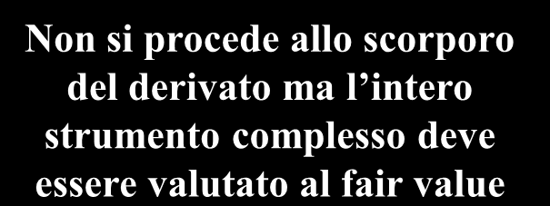 Scorporo di un derivato in uno strumento finanziario complesso Lo strumento complesso è valutato in bilancio al fair value rilevato a conto economico?