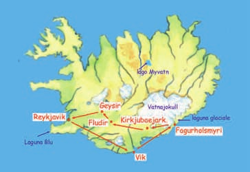 Islanda fuoristrada Tour J1 viaggio di 8 giorni/7 notti partenze giornaliere dal 30 giugno al 20 agosto 2008 itinerario individuale in fuoristrada con pernottamenti in alberghi o fattorie minimo 2