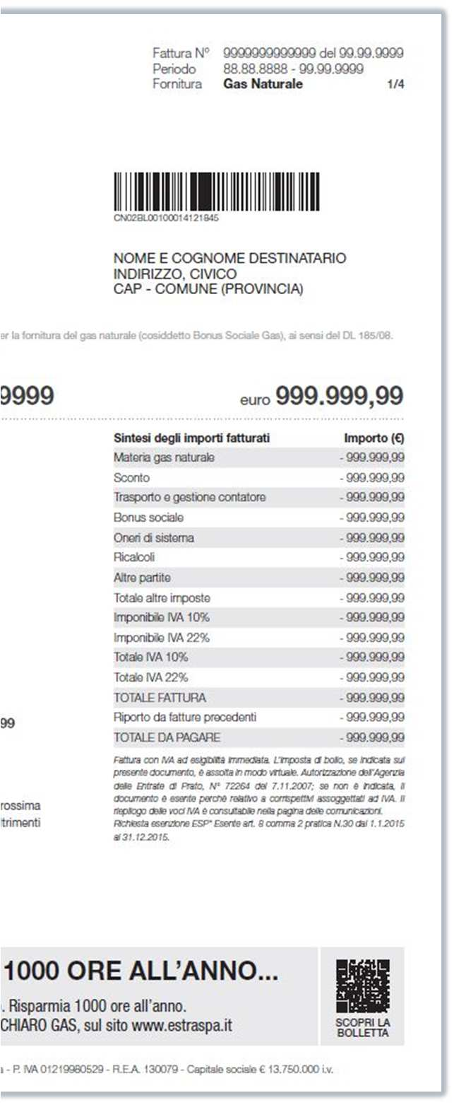 SCONTO GAS PAGINA 1 PERIODO Indica quando sono stati effettuati i consumi da pagare.