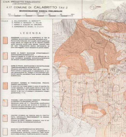 Studi precedenti di microzonazione sismica per la ricostruzione Irpinia, 1980 LIVELLO 1