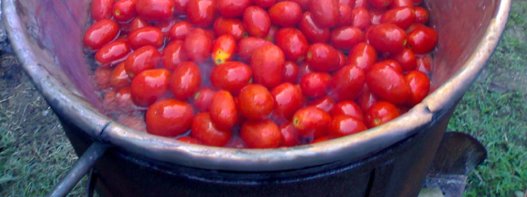 Prepariamo poi il focolare (al fugoun) che in sostanza non è altro che un bidone metallico di recupero usato per fare fuoco sotto alla stagnèda.