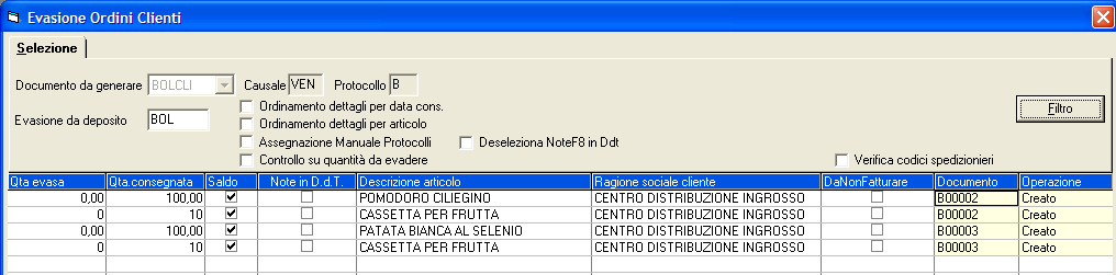 - 22 - Manuale di Aggiornamento Dal Caricamento Ordine Cliente inseriamo un altro documento: nella prima riga indichiamo un prodotto con tipo Altre Categorie, nella seconda un articolo Non Gestito.