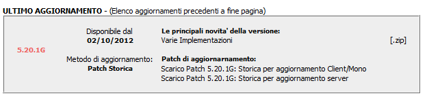 Bollettino 5.20.1H6-5 1.1 Aggiornamento Patch Storica Da utilizzare per installare l aggiornamento 5.20.1G; in particolare: Se avete la versione Inferiore alla 5.20.0 Effettuare l aggiornamento applicando: Dapprima il CD ROM 5.