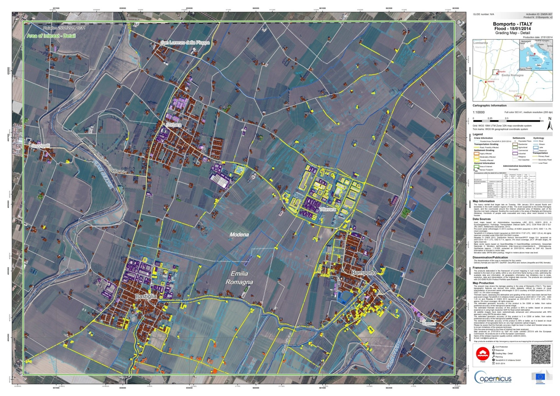 CAMPI DI APPLICAZIONE Alluvione Bomporto (Modena) gennaio 2014 Mappa con