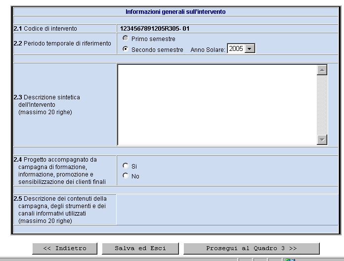 Scheda di rendicontazione di intervento: prima parte Step 2: (1/2) prima richiesta di verifica e