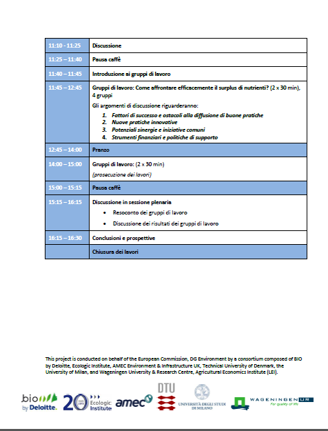 Convegno regionale Chiusura del ciclo dei minerali a livello aziendale Buone pratiche per gestire il surplus di nutrienti in Lombardia Mercoledì 5 novembre 2014 10:00 16:30 E.