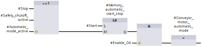 Fare clic sul simbolo logica OR. nella barra dei simboli logici per inserire una combinazione Il blocco OR ha dapprima solo 2 ingressi.