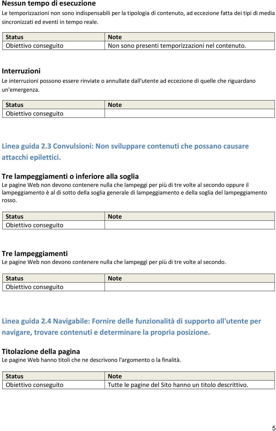 3 Convulsioni: Non sviluppare contenuti che possano causare attacchi epilettici.