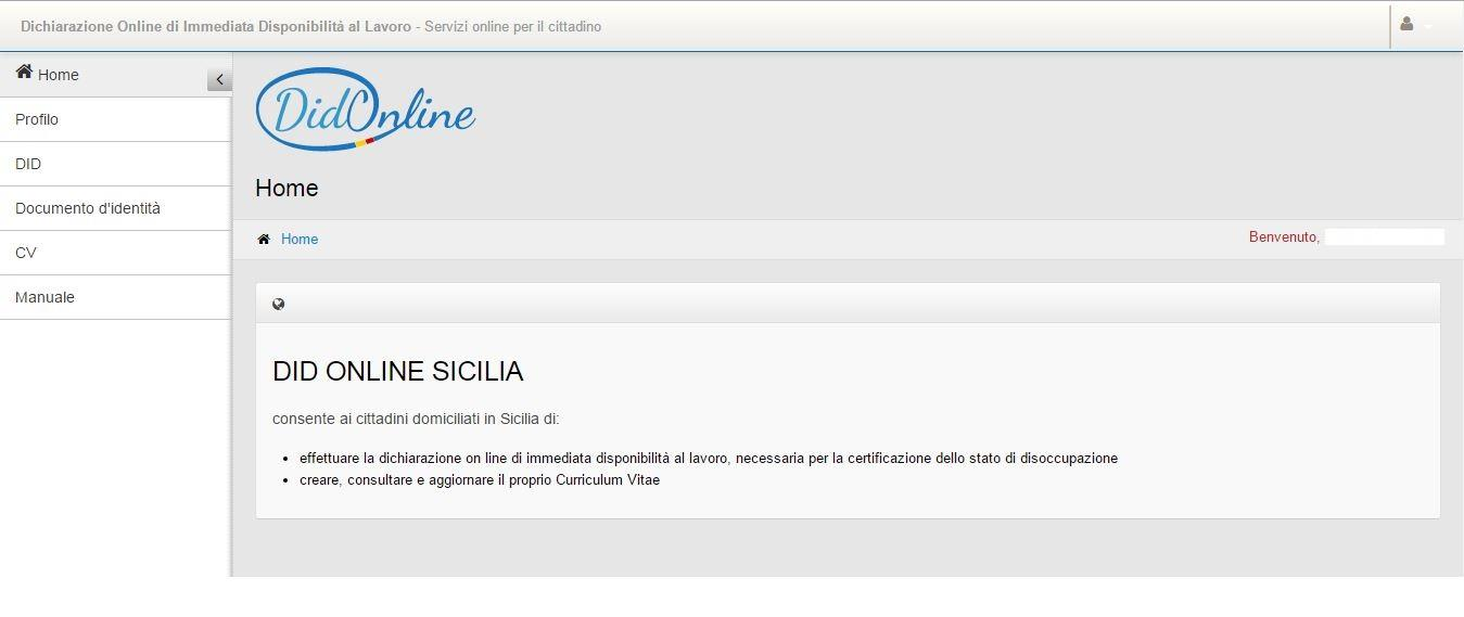 Profilo Da questo menù, il cittadino può modificare il proprio profilo cliccando sulla voce Profilo, compilare la dichiarazione di immediata disponibilità on line per la certificazione dello stato di