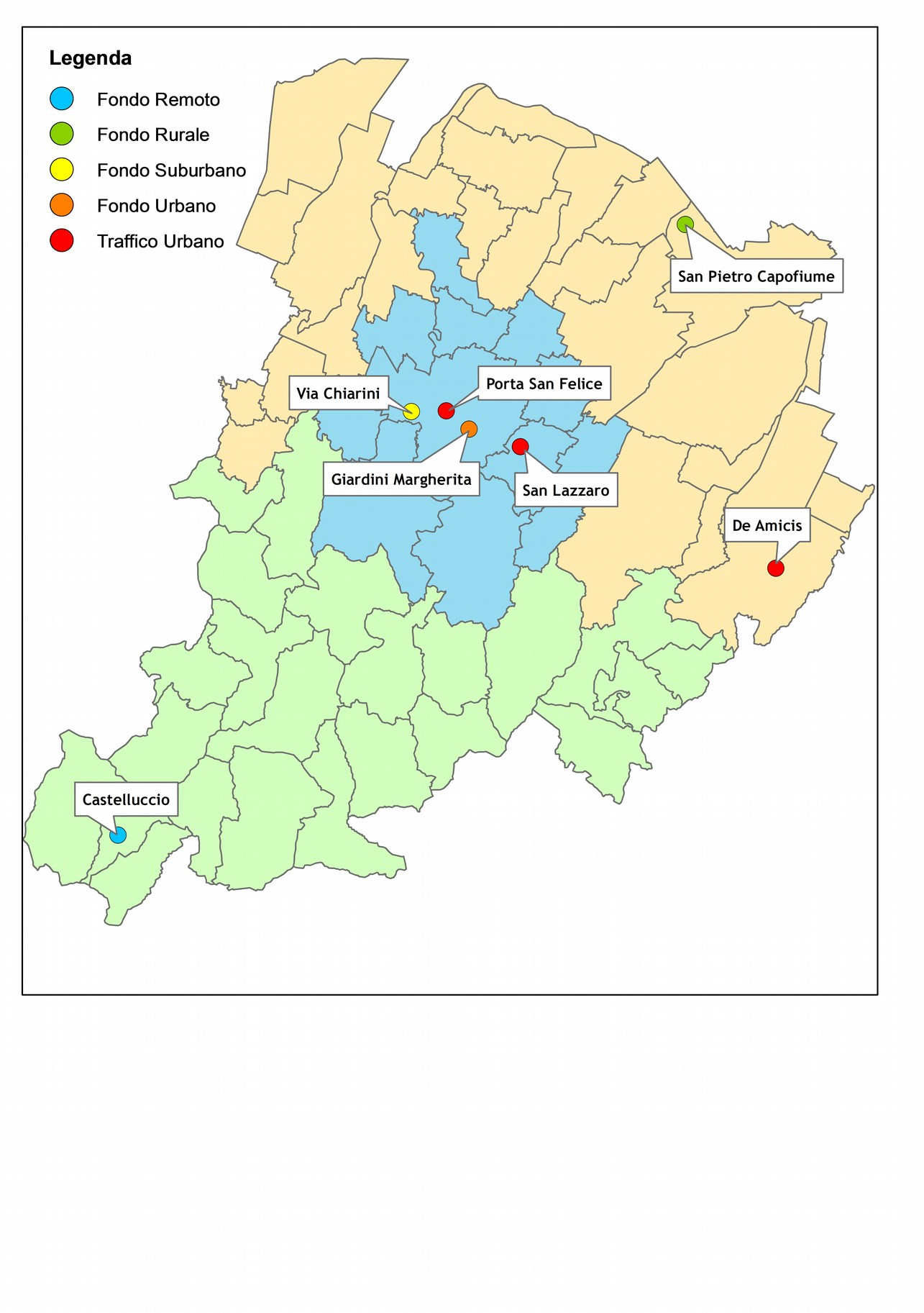 Rete di Monitoraggio della Qualità dell Aria Report Dati 215 LA RETE DI MONITORAGGIO E VALUTAZIONE DELLA QUALITA DELL ARIA La rete provinciale di monitoraggio della provincia di Bologna risulta