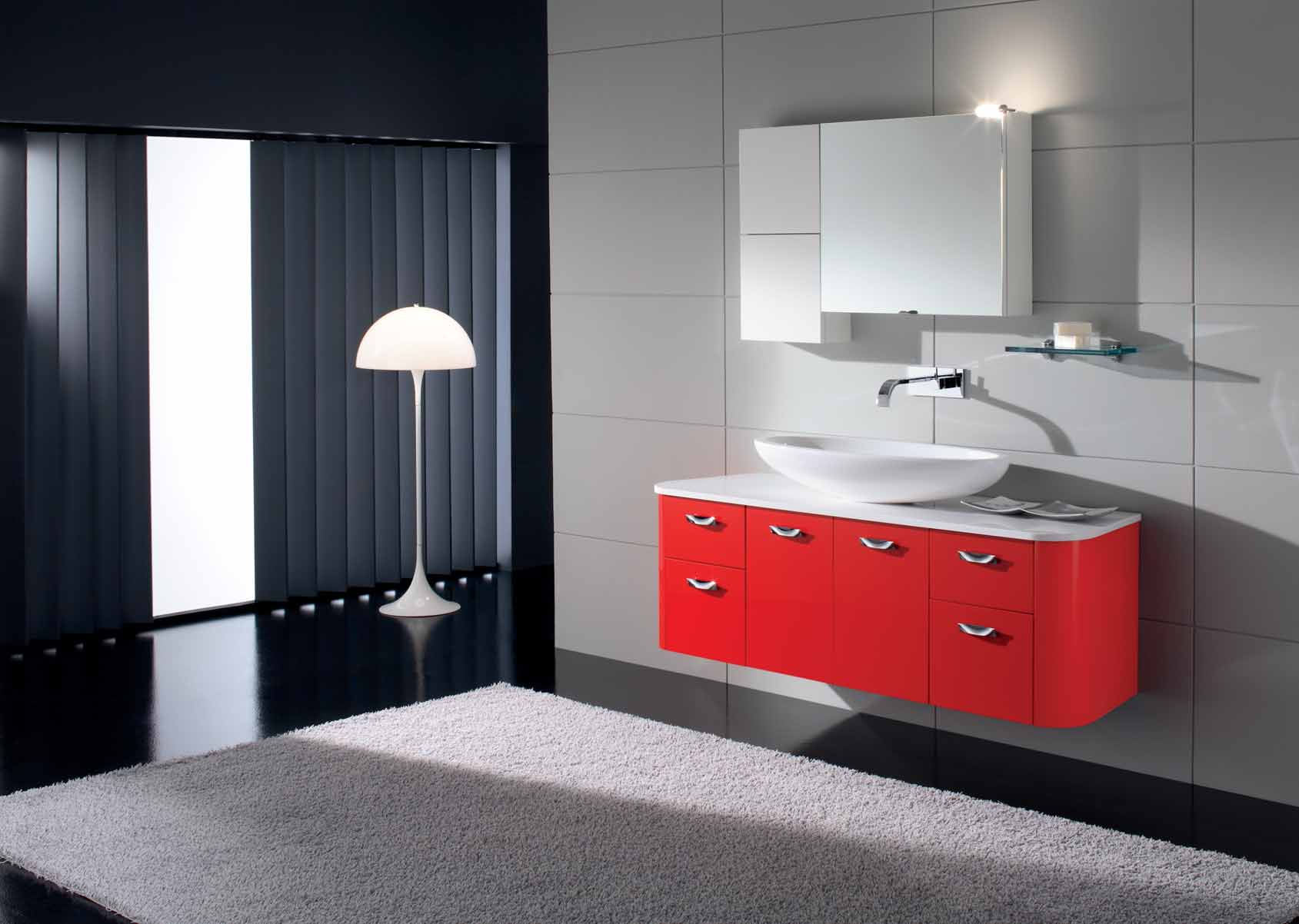 24 25 Opera 11 rosso vivo lucido - top blanco zeus Base L. 160 x H. 50 x P.